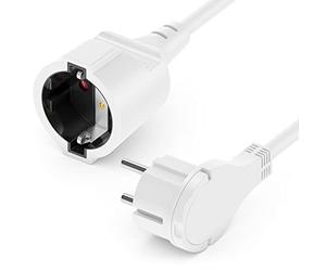 deleyCON 15m Câble d'alimentation Rallonge avec Fiche Plate Contact de Protection Électricité Câble Renouvellement 3680W Ménage Bureau Multimédia Blanc