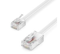 deleyCON 15m Câble Téléphone RJ11 vers RJ45 Modulaire plat RJ11 Fiche vers RJ45 Connecteur Réseau Prise Téléphone Modem Routeur FAX ISDN DSL VDSL Internet Blanc