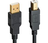 deleyCON 15m Cable USB Actif pour Imprimante Cable pour Scanner Cable de Donnees USB 2.0 Prise A vers Prise B pour Imprimante Scanner Fax Imprimante Multifonction - Noir