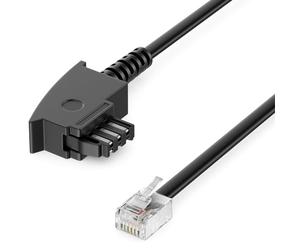 deleyCON 15m Câbles Téléphoniques TAE-F Mâle à RJ11 Mâle 6P4C Câble Plat Terminaux Analogiques à Prise Téléphonique TAE-F Téléphone Modem Routeur Répondeur Noir