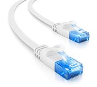 deleyCON 15m CAT6 Câble Réseau plat 1000 Mbit Gigabit LAN - Cat 6 RJ45 Ethernet Câble Patch Installation plat - pour Internet Switch Routeur Modem Panneau Patch - Blanc