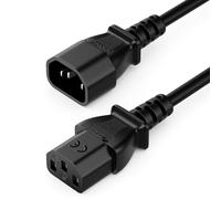 deleyCON 15m Rallonge Câble D’Alimentation IEC C13 vers C14 - Noir | Rallonge d'alimentation, fiche C13 droite vers prise C14, pour appareils électroménagers, PC, moniteur, projecteur