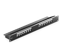 deleyCON 16 Port Panneau Patch Modulaire pour Keystone Modules 1 HE 19" Rack Montage Compatible CAT5 CAT6 CAT7 CAT8 LAN Réseau Câble Installation Noir