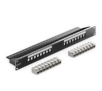 deleyCON 16 Ports CAT 8 Panneau de Brassage kit Panneau de Distribution 19" Pouces 1U + 16x Module RJ45 Keystone Jack CAT8 40 Gbit/s 2000 MHz Compatible avec Câble D'installation CAT7 CAT-8 Ethernet