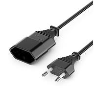deleyCON 1m Câble Alimentation Rallonge Cordon Extension Fiche Type-C Euro vers Prise Euro Type-C TV PC Ordinateur Moniteur Projecteur Lampe Appareils Ménagers - Noir