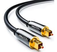 deleyCON 1m Câble Audio Digital Optique S/PDIF 2x Prises Toslink Câble Fibre Optique Prises Métalliques 5mm Flexible - Noir