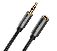 deleyCON 1m Câble Auxiliaire 3,5mm - Câble de Rallonge Stéréo - Câble en Coton & Prises Métalliques - Téléphone Portable Smartphone Tablette Casque Écouteurs Chaîne HiFi Voiture