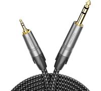 deleyCON 1m Câble Instrument Jack 6,35mm vers 3,5mm TRS (Stéréo) AUX - Qualité Studio - en Cuivre OFC Pur (AWG24) - pour Amplificateur, Mixeur, Guitare électrique, Basse, Clavier