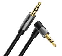 deleyCON 1m Câble Jack Audio Stéréo AUX - Câble Jack 3,5 mm - Fiche Audio Coudée - Fiche en Métal - pour Téléphone Portable, Smartphone, Tablette, Casque, Récepteur HiFi (Extra fin et Flexible)