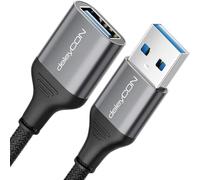 deleyCON 1m Câble Rallonge USB 3.0 5 Gbps (USB a Mâle vers a Femelle) - Connecteurs en Aluminium et Câble en Nylon - pour Clavier, Lecteur de Cartes, Imprimante, Scanner, Appareil Photo, etc.