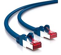 deleyCON 1m Câble Réseau Cat6-1 000 Mbit/s (Cuivre, S/FTP, sans Halogène) RJ45 Gigabit Câble Patch Ethernet LAN - pour DSL, Internet, Wi-Fi, Switch, Routeur, Modem, Panneau de Brassage - Bleu