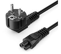 deleyCON 1m Câble Secteur Câble d'alimentation Contact de Protection Fiche Type F (CEE 7/7) Coudé 90° à Prise IEC C5 2,5 Ampères Accouplement de Trèfle Bloc d'alimentation Ordinateur Portable - Noir