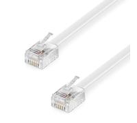 deleyCON 1m Câble Téléphone - RJ11 Modulaire 6P4C Western - 2x Fiche RJ11 avec plat pour Prise Modem Routeur Fax ISDN DSL VDSL Internet Blanc