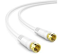 deleyCON 1m Câble TV SAT Coaxial Antenne Satellite HDTV Quad Bouclier DVB-S DVB-S2 Radio DAB Fiches Métalliques Plaquées or Blanc