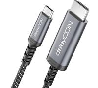 deleyCON 1m Câble USB-C vers HDMI - 4K UHD 60Hz - Aluminium, Tressé - pour Moniteur/TV/Projecteur HDMI - Compatible Thunderbolt 3/4, iPhone 17/16/15, MacBook, iPad Pro/Air, Galaxy S25/S24