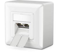 deleyCON 1x CAT6 Universel Prise Réseau - 2x Port RJ45 - Blindé - Surface ou Affleurant - 1 Gigabit Ethernet Réseau - EIA/TIA 568B - Blanc