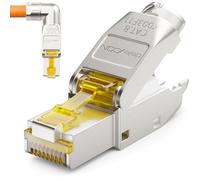 deleyCON 1x Connecteur Réseau RJ45 Cat 8 Coudé 90° sans Outil, Blindé, 40 Gbit/s - pour Câbles D’installation Rigides - Ethernet LAN/DSL, Patch