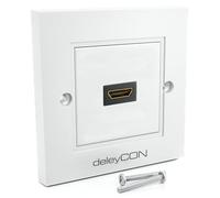 deleyCON 1x HDMI Prise Boîtier Mural 1x Port Montage Encastrée - EARC, Haut Débit, 4K/8K FULL HD Support - pour TV, PS5, Barre de Son, Dolby, HiFi - 80x80mm - Blanc