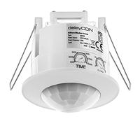 deleyCON 1x Infrarouge Détecteur de Mouvement Encastré Montage au Plafond Intérieur Contrôle des Feux Zone de Travail à 360° Portée de 6m Capteur de Lumière Intégré Blanc