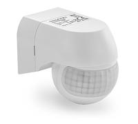 deleyCON 1x Infrarouge Détecteur de Mouvement - pour l'intérieur et l'extérieur Portée jusqu'à 12m à 180° Rotatif Inclinable IP44 Protection Contre Les Projections d'eau Blanc