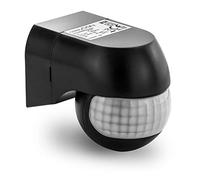 deleyCON 1x Infrarouge Détecteur de Mouvement - pour l'intérieur et l'extérieur Portée jusqu'à 12m à 180° Rotatif Inclinable IP44 Protection Contre Les Projections d'eau Noir