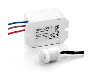 deleyCON 1x Mini Infrarouge Détecteur de Mouvement - Intérieur Portée 6m à 360° La Plus Petite Construction Presque Invisible IP20 Montage Encastré Blanc