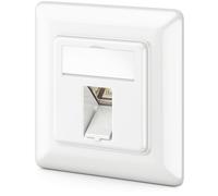 deleyCON 1x Prise Réseau CAT6a Encastrable avec RJ45 Keystone - 10 Gbit/s - STP Blindée - Prise de Données pour Câbles de Raccordement, Réseau, Ethernet à Poser - Gigabit LAN - Blanc