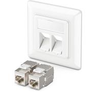 deleyCON 1x Prise Réseau RJ45 Encastrable 10 Gbit/s Keystone (1x Boîtier + 2x Keystones) - Prise RJ45 Cat6a - pour Câbles Cat6/Cat7 Gigabit - Entièrement Blindé - Blanc