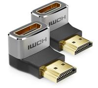 deleyCON 2 Pièces Adaptateur HDMI Connecteur de Couplage 8K@60Hz / 4K@120Hz UHD 7680x4320 Aluminium HDMI 2.1 Arc HDR10+ Dolby Vision VRR ALLM 48Gbps 90° Coudé Gris Noir