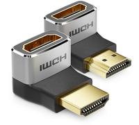 deleyCON 2 Pièces Adaptateur HDMI Connecteur de Couplage 8K@60Hz / 4K@120Hz UHD Aluminium HDMI 2.1 Arc HDR10+ Dolby Vision VRR ALLM 48Gbps 90° / 270° Coudé Gris Noir