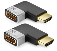 deleyCON 2 Pièces Connecteurs de Couplage Adaptateur HDMI 8K@60Hz / 4K@120Hz UHD 7680x4320 Aluminium HDMI 2.1 Arc HDR10+ Dolby Vision VRR ALLM 48Gbps Angle Gauche Gris Noir