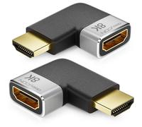 deleyCON 2 Pièces Connecteurs de Couplage Adaptateur HDMI 8K@60Hz / 4K@120Hz UHD Aluminium HDMI 2.1 Arc HDR10+ Dolby Vision VRR ALLM 48Gbps Angle Droit/Gauche Gris Noir