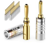 deleyCON 20 Pièce Fiche Banane en Set - Plaqué Or à Visser pour Câble Haut-Parleur 0,75 mm - 4,5 mm & par Exemple HiFi Récepteur - Argent