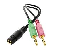 deleyCON 20cm Headset PC Laptop Adaptateur Audio Jack Y Câble Stéréo - 1x 3,5mm Prise CTIA 4 Pôles TRRS vers 2x 3,5mm Fiches - Headset Smartphone vers PC ou Laptop