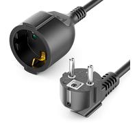 deleyCON 20m Câble D’Extension avec Prise Type F (CEE 7/7) Coudée à 90° vers Prise (CEE 7/3) - Cordon D’Alimentation pour TV, PC, Ordinateur, Vidéoprojecteur - Noir