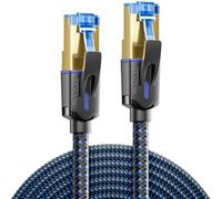 deleyCON 20m Câble Réseau CAT 8 (40 Gbit/s, Nylon, 100% Cuivre) S/FTP PIMF - Câble Patch LAN Ethernet - Fiches RJ45, Compatible CAT8/CAT7/CAT6, PoE, PS5, Routeur, PC, Ordinateur Portable - Noir