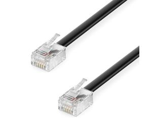 deleyCON 20m Câble Téléphone - RJ11 Modulaire 6P4C Western - 2x Fiche RJ11 avec plat pour Prise Modem Routeur Fax ISDN DSL VDSL Internet Noir