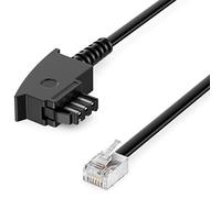 deleyCON 20m Câbles Téléphoniques TAE-F Mâle à RJ11 Mâle 6P4C Câble Plat Terminaux Analogiques à Prise Téléphonique TAE-F Téléphone Modem Routeur Répondeur Noir