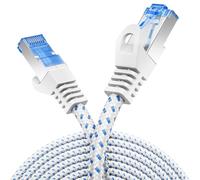 deleyCON 20m CAT 8 Câble Patch (40 Gbit/s, 2000 MHz) Gigabit Réseau Ethernet RJ45 S/FTP POE CAT8 LAN Liaison pour PS5 Routeur Modem TV Switch Laptop - Blanc
