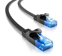 deleyCON 20m CAT6 Câble Réseau plat 1000 Mbit Gigabit LAN - Cat 6 RJ45 Ethernet Câble Patch Installation plat - pour Internet Switch Routeur Modem Panneau Patch - Noir