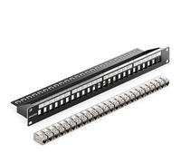 deleyCON 24 Port CAT 7 Panneau Patch Modulaire 1 HE + 24x RJ45 Coupleur (Prise vers Prise) CAT 7 Keystone Module - 19" Pouces Montage Rack Serveur Compatible avec CAT5 CAT6 CAT7 CAT8 Câble Patch Noir