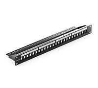 deleyCON 24 Port Panneau de Brassage Modulaire pour les Modules Keystone 1U (1HE) 19 Pouces le Montage en Rack Compatible CAT5 CAT6 CAT7 CAT8 LAN Réseau Noir