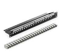 deleyCON 24 Ports CAT 8 Panneau de Brassage kit Panneau de Distribution 19" Pouces 1U + 24x Module RJ45 Keystone Jack CAT8 40 Gbit/s 2000 MHz Compatible avec Câble D'installation CAT7 CAT-8 Ethernet