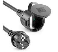 deleyCON 25m Câble Rallonge Extérieur Électrique IP44 (H07RN-F 3G1.5mm²) Câble D’Alimentation en Caoutchouc Résistant aux Intempéries - Fiche avec Contact de Protection vers Prise - Noir
