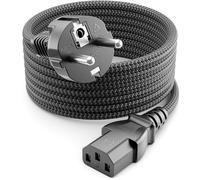 deleyCON 2m Câble D’Alimentation - Câble Secteur en Nylon - Cordon électrique pour Appareils - 3 Pôles avec Fiche de Sécurité (Type F vers Prise C13) - pour PC, Ordinateur, Moniteur - Gris