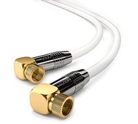 deleyCON 2m Câble D’antenne SAT - 4K Ultra HD Full HD HDTV - Câble Satellite Coaxial - 2x Coudé - Fiche F (90°) vers Fiche F (90°) - Connecteurs Métalliques - Blanc