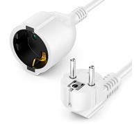 deleyCON 2m Câble D’Extension avec Prise Type F (CEE 7/7) Coudée à 90° vers Prise (CEE 7/3) - Cordon D’Alimentation pour TV, PC, Ordinateur, Vidéoprojecteur - Blanc