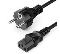 deleyCON 2m Câble d'alimentation Cordon Électrique Fiche avec Contact de Protection Type F (CEE 7/4) sur Prise D'appareil Froid C13 Femelle PC Ordinateur Moniteur Imprimante Beamer - Noir