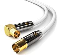 deleyCON 2m Câble D'antenne TV 4K - 4K Ultra-HD Full HD HDTV - 1x Coudé - Câble Coaxial - IEC-Fiche (Droite) vers IEC-Prise (90° Degré) - Connecteur Métallique - Blanc