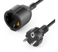 deleyCON 2m Câble de Rallonge Électrique avec Fiche de Sécurité Type f (CEE 7/4) vers Prise (CEE 7/3), Protection Tactile, pour TV, PC, Projecteur - Noir